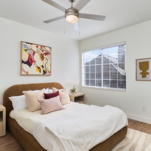 bedroom with window and closet