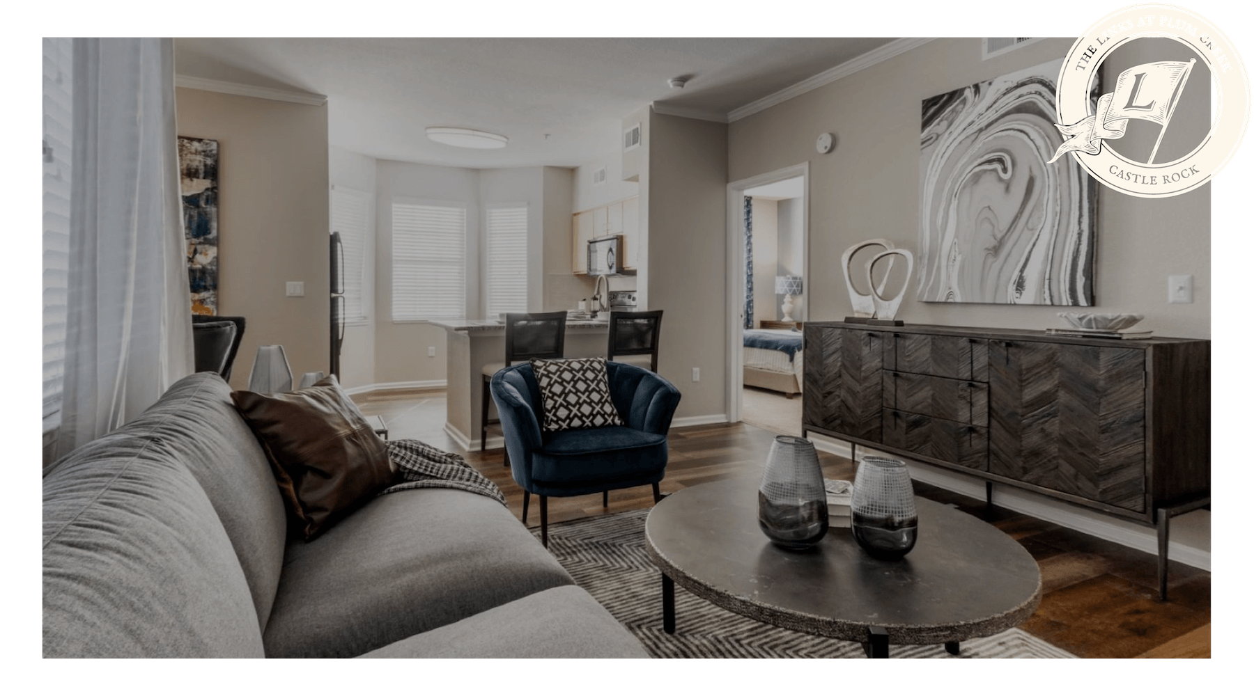 a living room with a couch and a coffee table